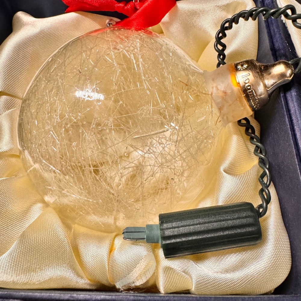 Loominocity Set of 3 Spun Glass Lighted Orb Ornaments 6in Clear Christmas Decor